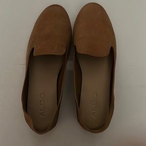 Also Brown leather suede loafers
